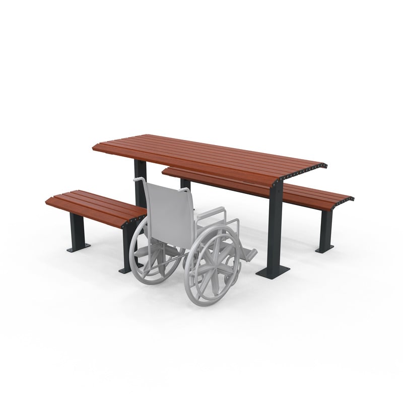 Barcelona Wheelchair Accessible Setting with Benches Side Accessible