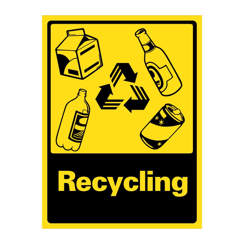 300x225mm Recycling Signage - AS Urban