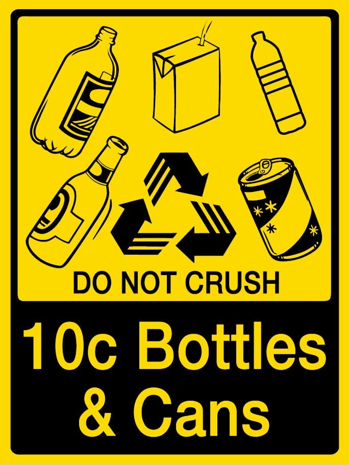 10c Bottles & Cans Sign (black & yellow)