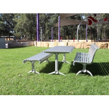 Madrid Setting with Benches (Custom Config) - Splay Leg - Anodised Aluminium