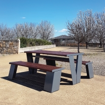 Paris Setting with Flat Benches - Merbau Hardwood