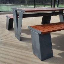 Paris Setting with Flat Benches - Wood Grain Aluminium