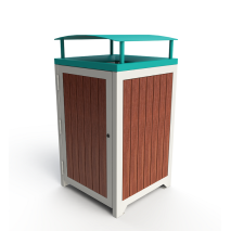 Athens Bin Enclosure - Timber Slat Base with Custom Coloured Curved Cover