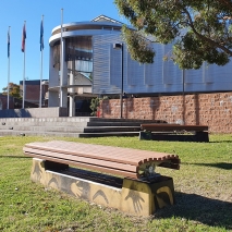 Madrid Bench - Plinth Mount - Enviroslat Walnut