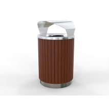 London Bin Covered Top - Stainless Steel - Merbau Slats