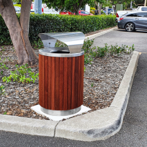 London Bin Covered Top - Stainless Steel - Merbau Slats