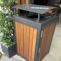 Athens Bin Enclosure - Custom Timber Slat Base with Custom Coloured Curved Cover + Frame