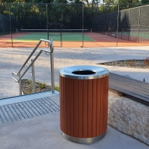 London Bin - Stainless Steel - Wood Grain Aluminium (Western Red Cedar)