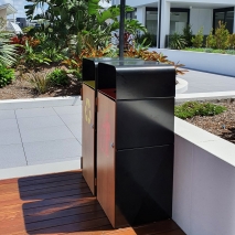 Prague Dual 60L Bin Covered Top - Black w/ Casuarina Door