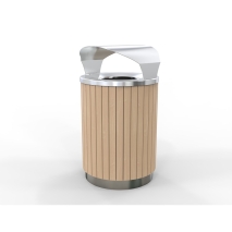 London Bin Covered Top - Stainless Steel - Wood Grain Aluminium (Blonde Oak)