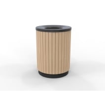 London Bin - Powder Coated Black - Wood Grain Aluminium (Blonde Oak)