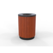 London Bin - Powder Coated Black - Wood Grain Aluminium (Western Red Cedar)