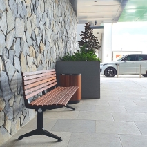 London Bin - Powder Coated - Merbau Slats