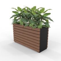 Barcelona Planter - Slimline Rectangular (Solid Ends) - Enviroslat Walnut