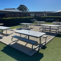 Aluminium Junior Outdoor Learning Setting - Laminate Top with umbrella hole