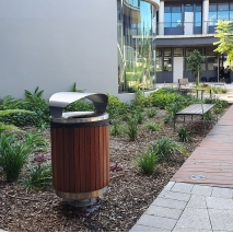 London Bin Covered Top - Stainless Steel - Merbau Slats