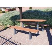 Woodville Setting with Benches - Bolt Down - Enviroslat Walnut