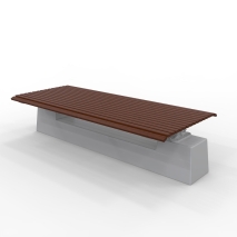 London Double Width Bench - Plinth Mount - Merbau Hardwood