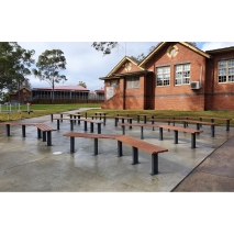 Woodville 45° Angled Bench - Enviroslat Walnut (Bolt Down)