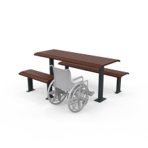 Barcelona Wheelchair Accessible Setting with Benches - Side Accessible - Merbau Hardwood