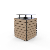 Barcelona Bin - Covered Top - Wood Grain Aluminium - Blonde Oak