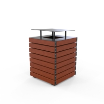 Barcelona Bin - Covered Top - Wood Grain Aluminium - Western Red Cedar