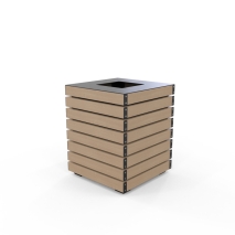 Barcelona Bin - Open Top - Wood Grain Aluminium - Blonde Oak