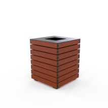 Barcelona Bin - Open Top - Wood Grain Aluminium - Western Red Cedar