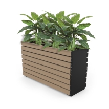 Barcelona Planter - Slimline Rectangular (Solid Ends) - Wood Grain Aluminium - Blonde Oak