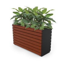 Barcelona Planter - Slimline Rectangular (Solid Ends) - Wood Grain Aluminium - Western Red Cedar