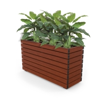 Barcelona Planter - Slimline Rectangular - Wood Grain Aluminium - Western Red Cedar