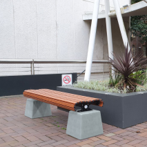 Madrid Bench - Plinth Mount - Wood Grain Aluminium - Western Red Cedar