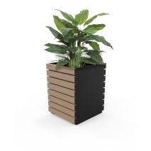 Barcelona Planter - Square (Solid Ends) - Wood Grain Aluminium - Blonde Oak