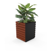 Barcelona Planter - Square (Solid Ends) - Wood Grain Aluminium - Western Red Cedar