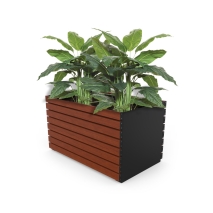 Barcelona Planter - Large Rectangular (Solid Ends) - Wood Grain Aluminium - Western Red Cedar