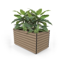 Barcelona Planter - Large Rectangular - Wood Grain Aluminium - Blonde Oak