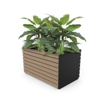 Barcelona Planter - Large Rectangular (Solid Ends) - Wood Grain Aluminium - Blonde Oak