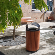 London Bin Covered Top - Wood Grain Aluminium - Western Red Cedar (Powder Coated Black)