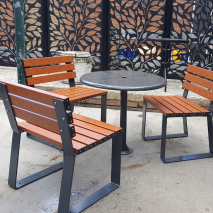 Rome Setting with Seats - Wood Grain Aluminium - Western Red Cedar