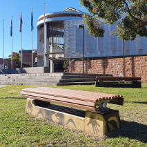 Madrid Bench - Plinth Mount + Concrete Plinth - Enviroslat Walnut