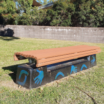 Madrid Bench - Plinth Mount + Concrete Plinth - Enviroslat Walnut