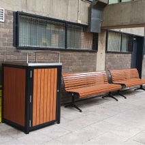 Madrid Seat - Splay Leg - Western Red Cedar (Custom) & Athens Bin Enclosure