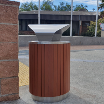 London Bin Covered Top - Stainless Steel - Wood Grain Aluminium (Western Red Cedar)