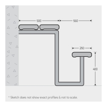 Aluminium Wall Mounted Bench/Table Combination - Diagram