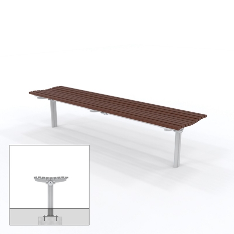 London Bench - Staight Subsurface Mount Leg - Merbau Hardwood