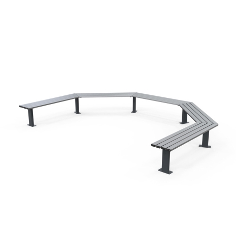 Woodville 180° Angled Bench - Anodised Aluminium (Bolt Down)